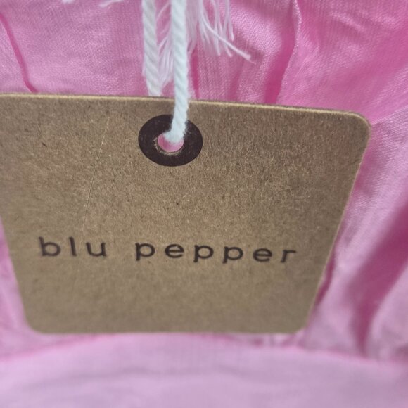 Blu Pepper Pink Feminine Open Back Tie Fairy Puff Sleeve Large - Picture 13 of 15